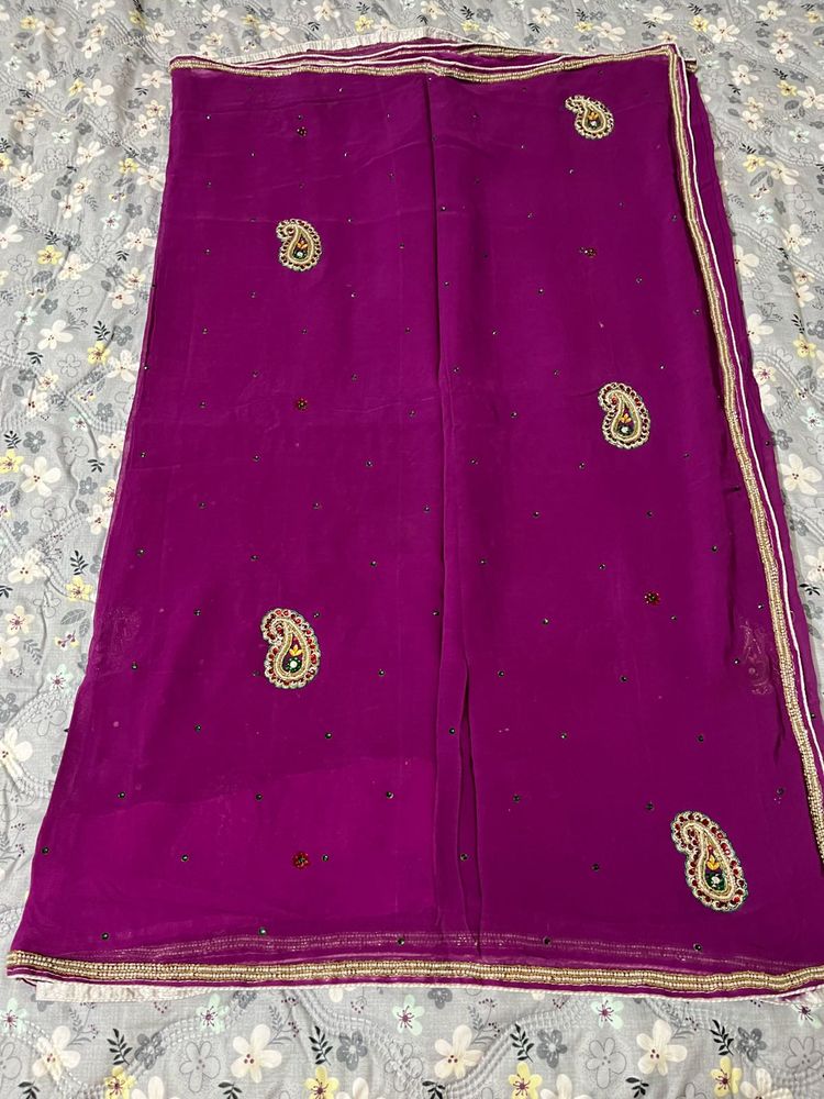 georgette purple saree