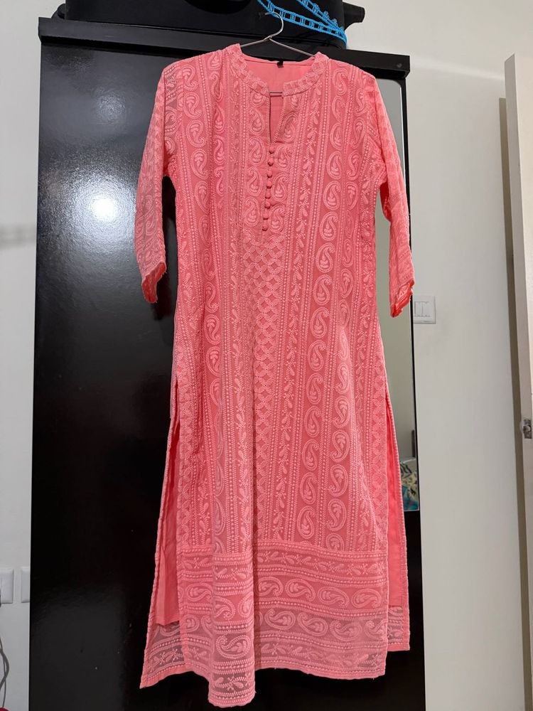 Elegant Pink Chikankari Kurta