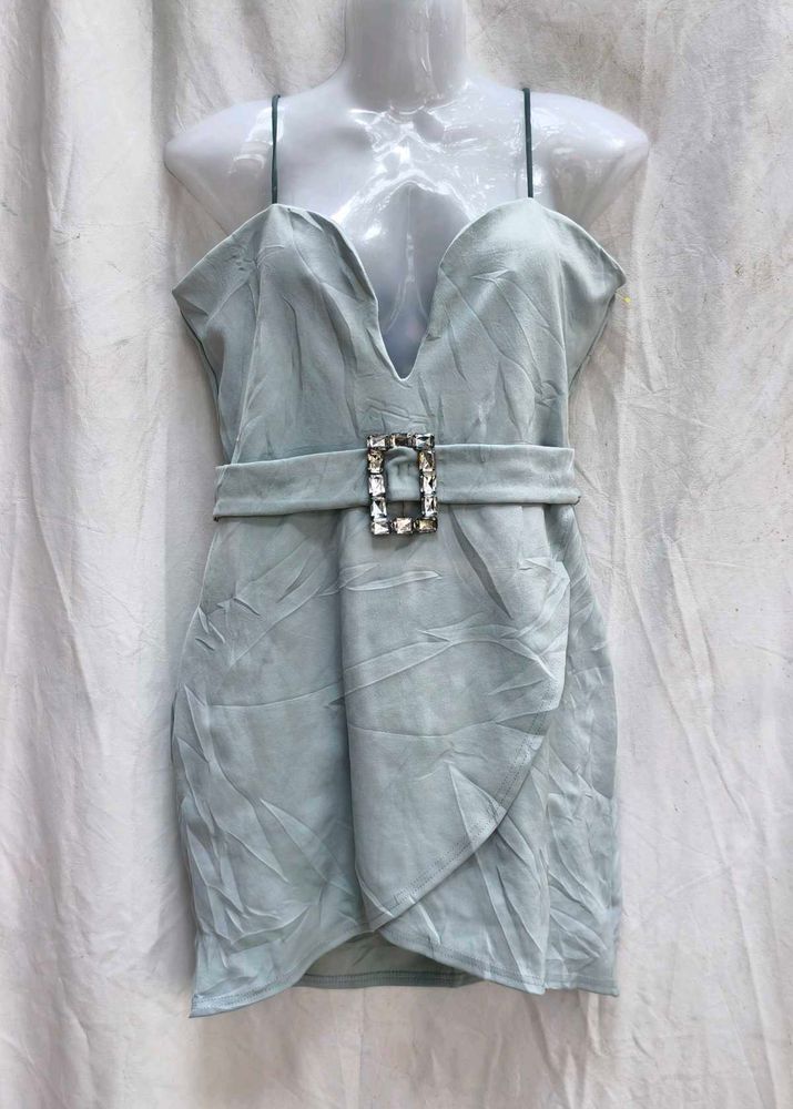I. StunningLightBlue Mini Dress with Rhinestone