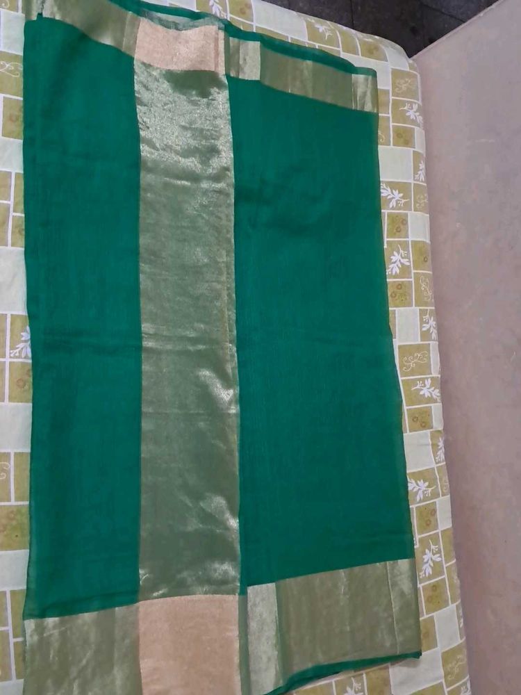 Elegant Green kota Saree with Golden Border