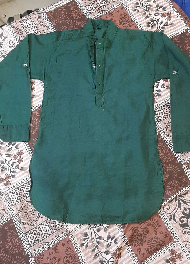 kid's green kurta with jacket