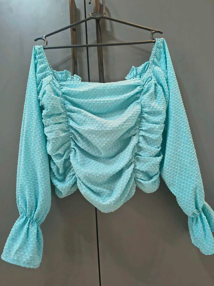 Trendy Ruched Square Neck Top