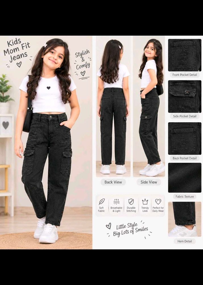 Kids Cargo Mom Fit Jeans
