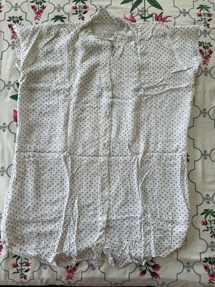 White Polka Dot Tunic Top