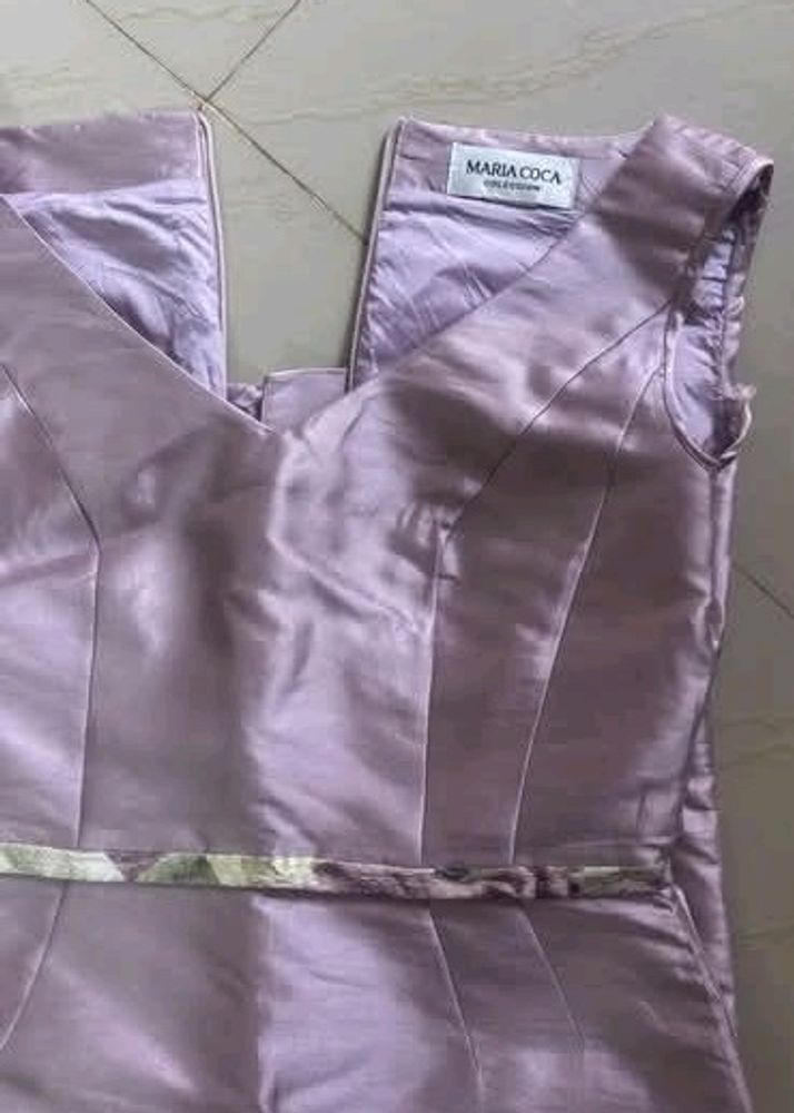 Lavender Sleeveless Satin Dress