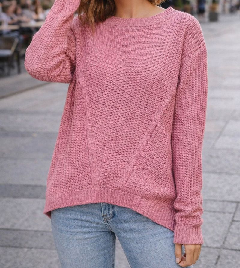 Pink Knit Pullover Sweater