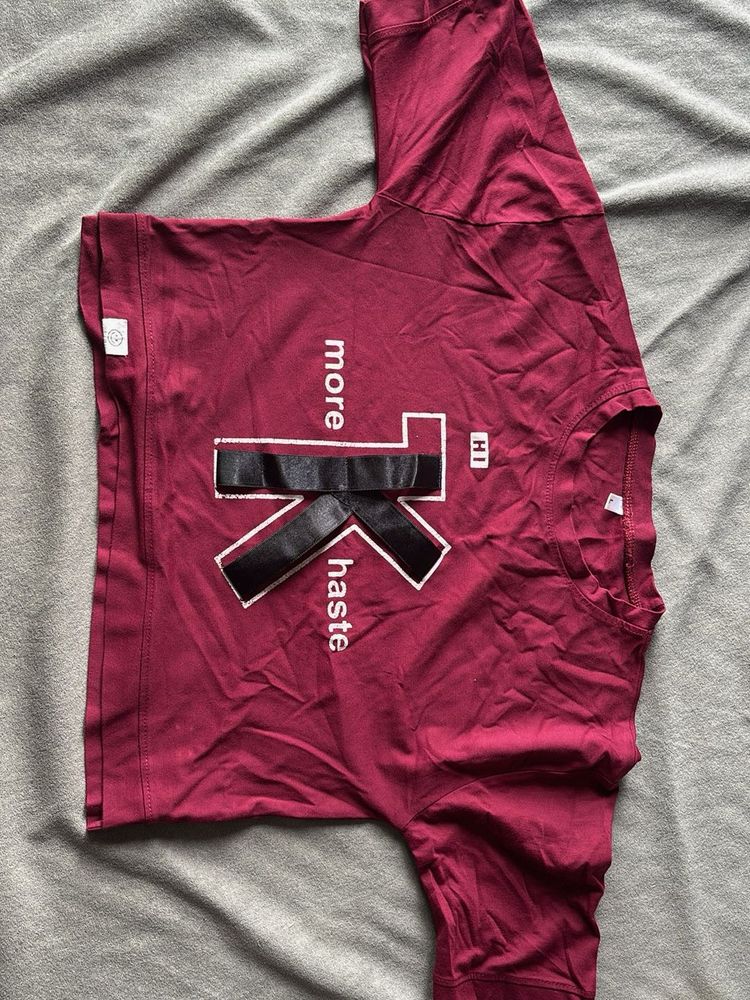 Maroon Graphic Print T-Shirt