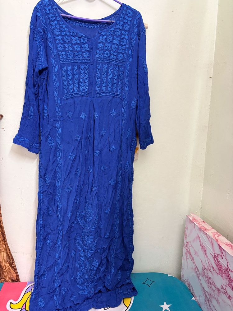 Navy Blue 3 D premium  chikankari kurti