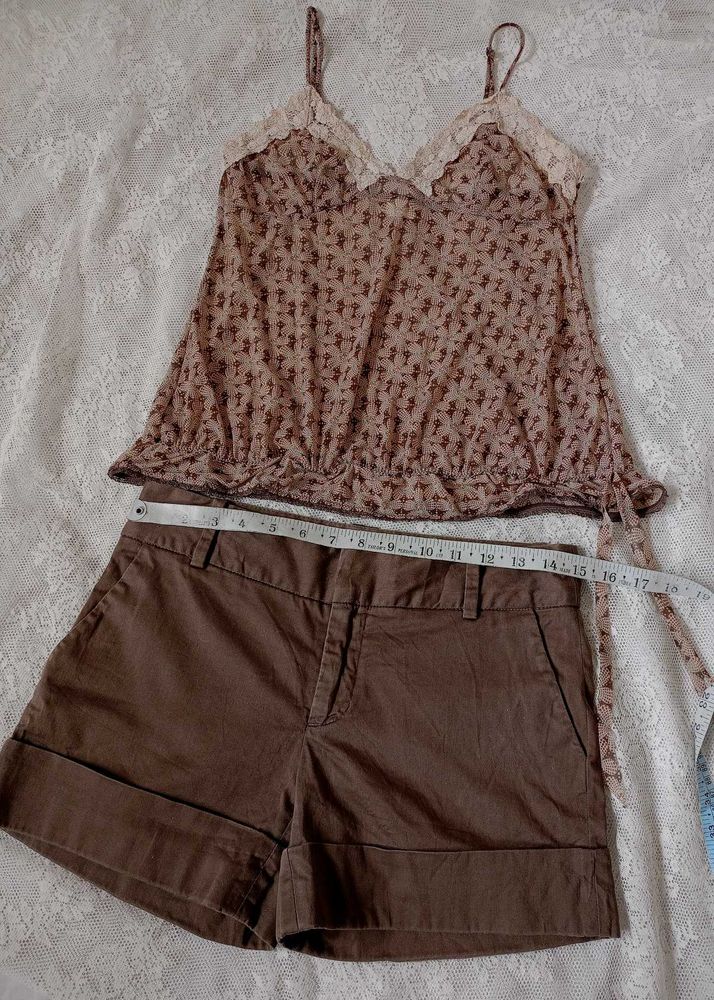Brown Cami &amp; Shorts Set