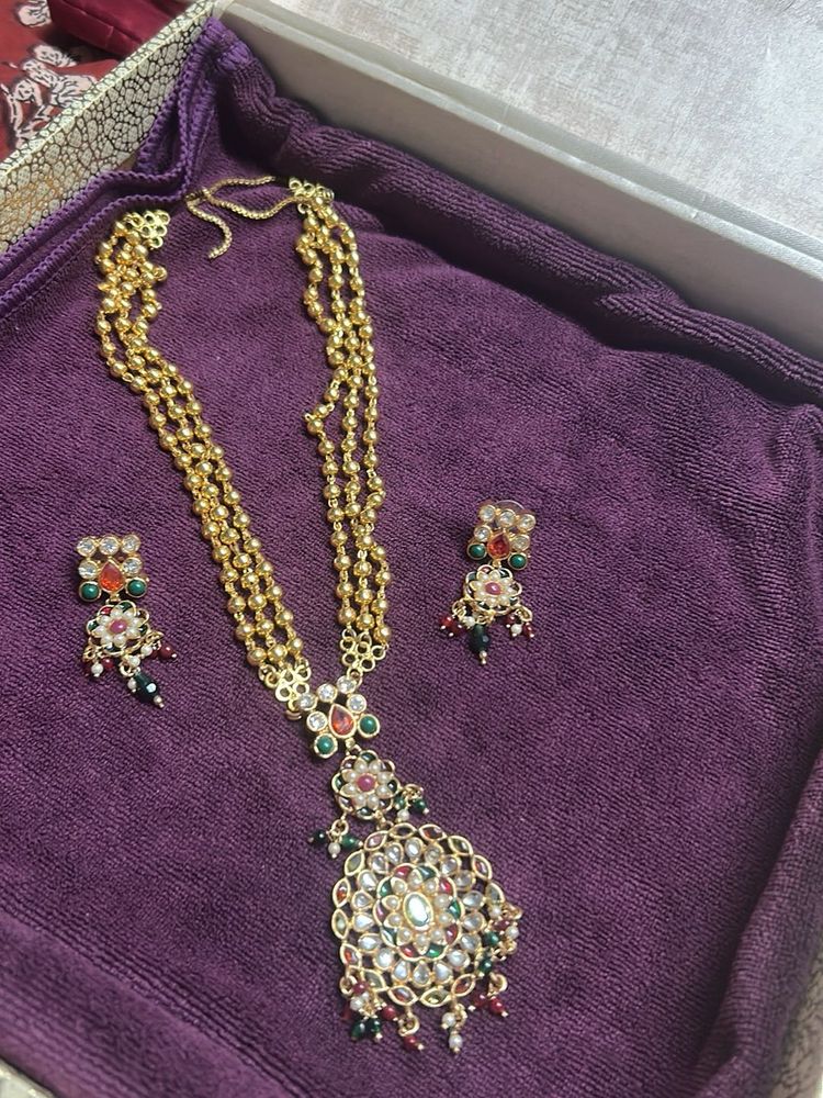pachi , polki,pearl Necklace &amp; Earring Set