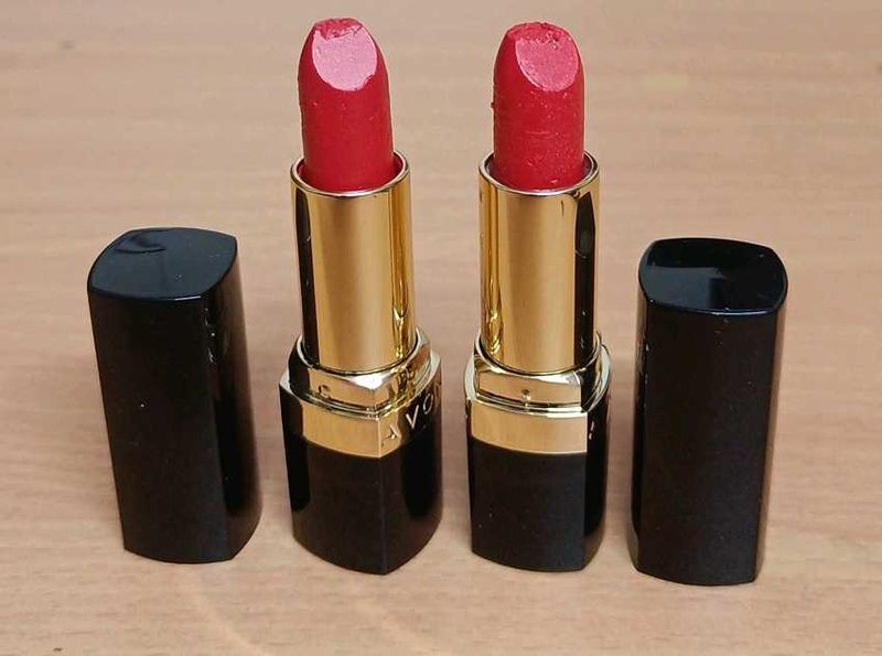 Avon 2 Gold Shine Red Lipsticks