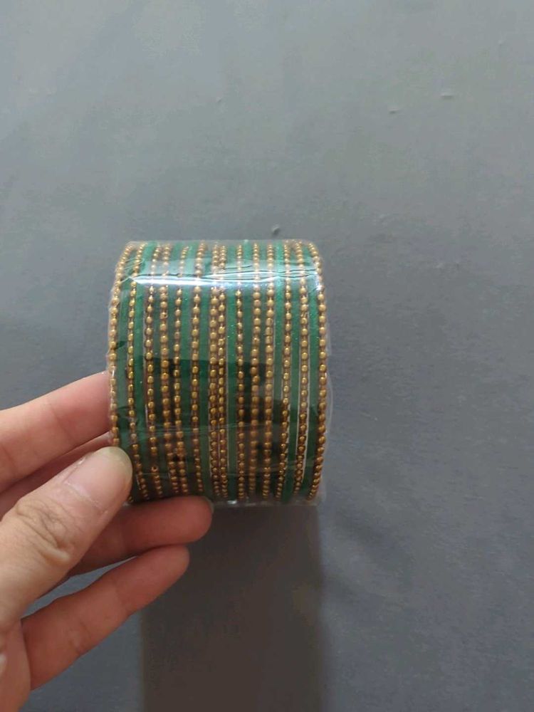 New Green &amp; Gold Bangle Set of 26 bangles
