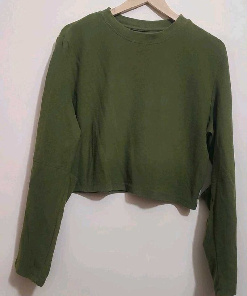 Olive Green Cropped Top For 36 Bust