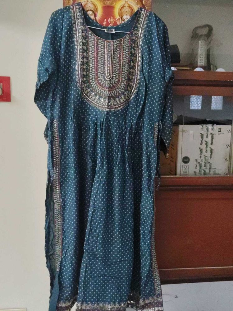 109.Beautiful Teal Nyra cut Kurti