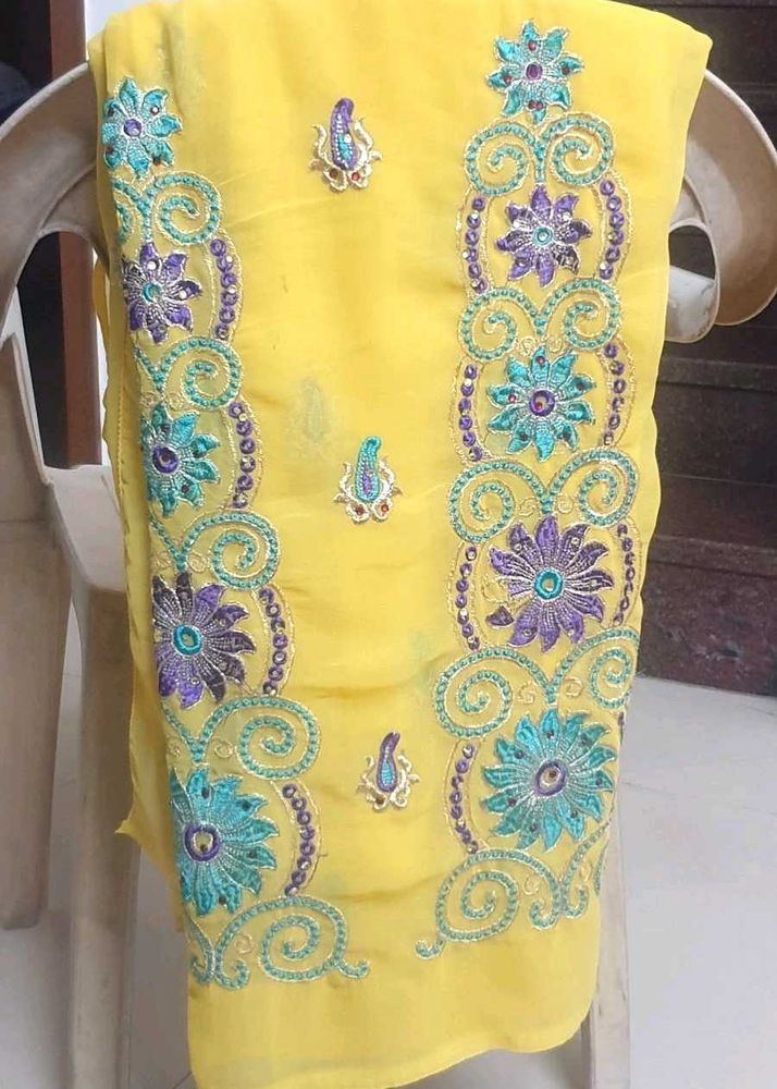 Yellow Embroidered Saree