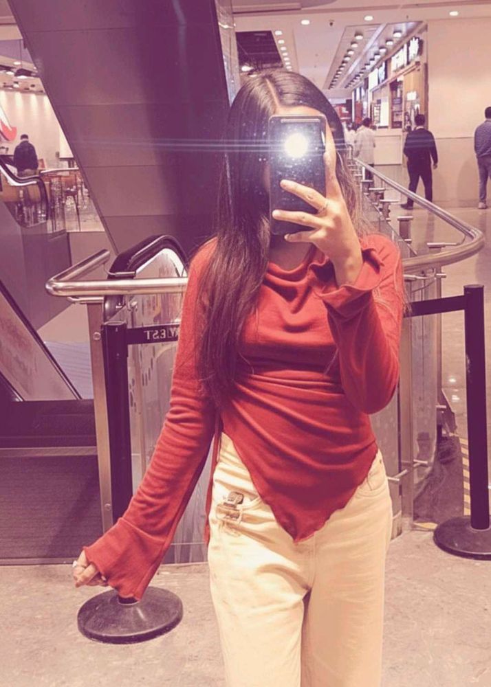 Chic Red Asymmetrical Top