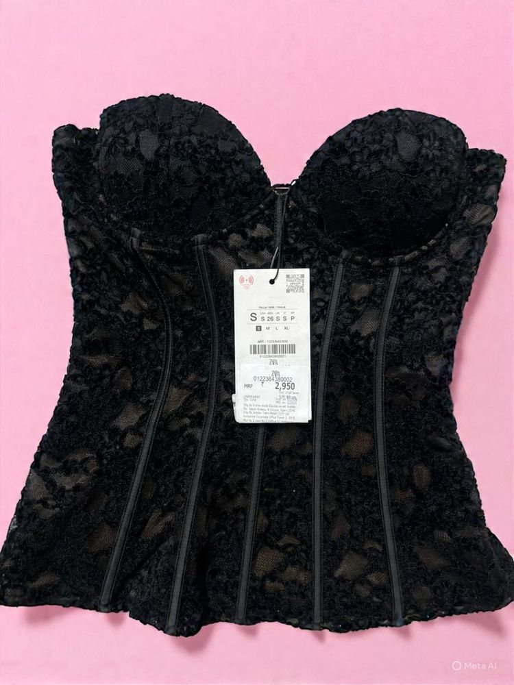 Zara Black Lace Corset Top