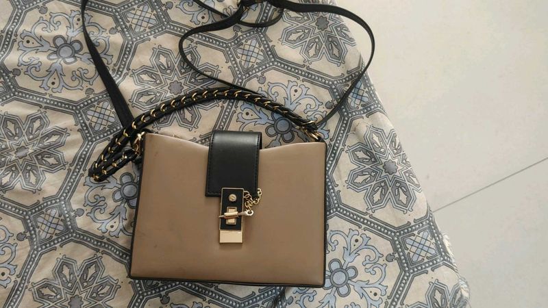 Tan &amp; Black Crossbody Bag