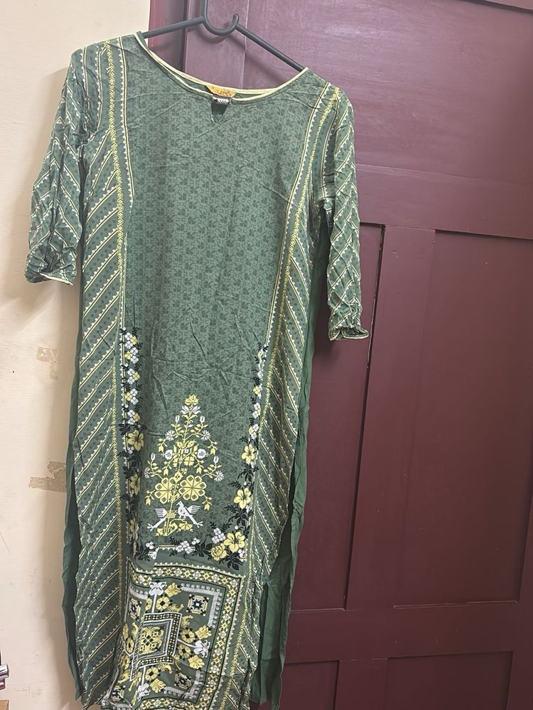 Green Printed Kurta