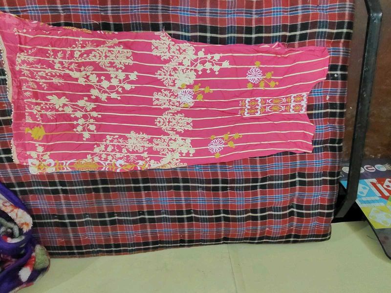 Pink Floral Dress Material