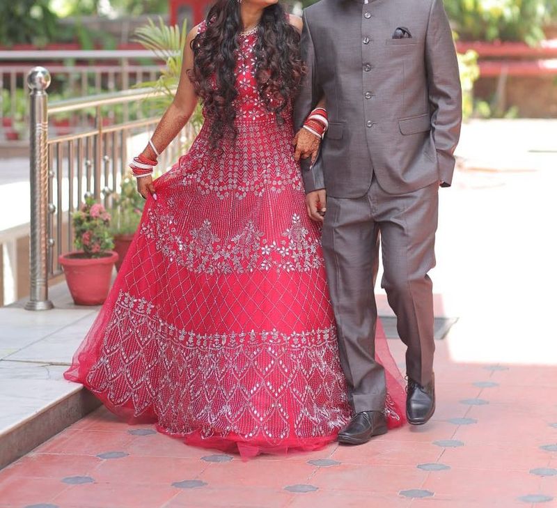 Stunning Red Embellished Lehenga Choli
