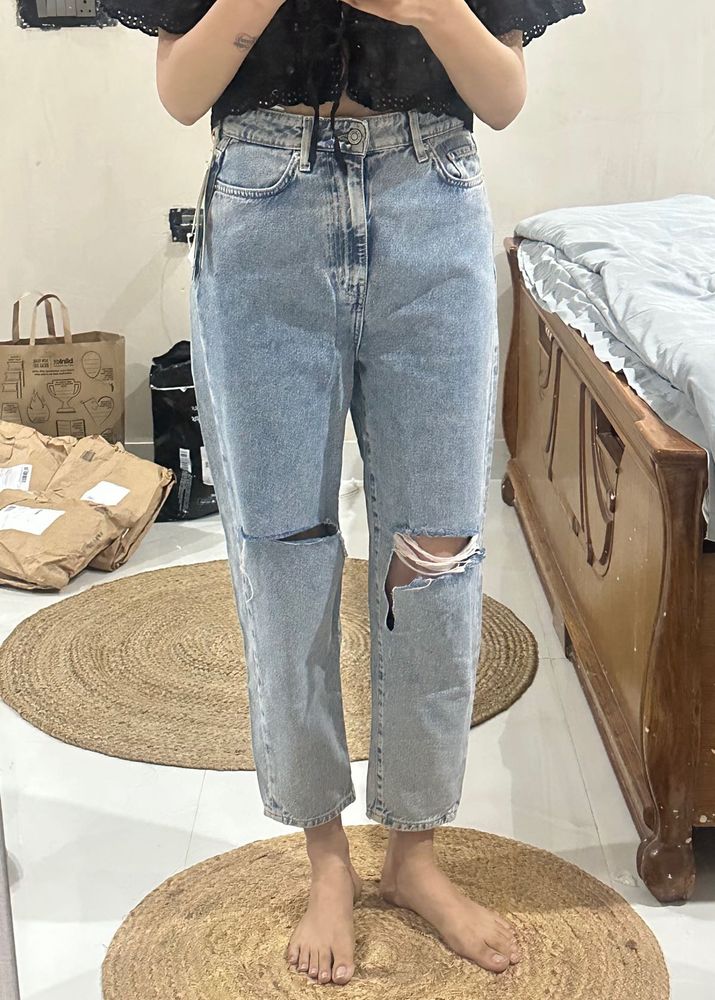 Completely New Ripped Light Wash Denim Jeans