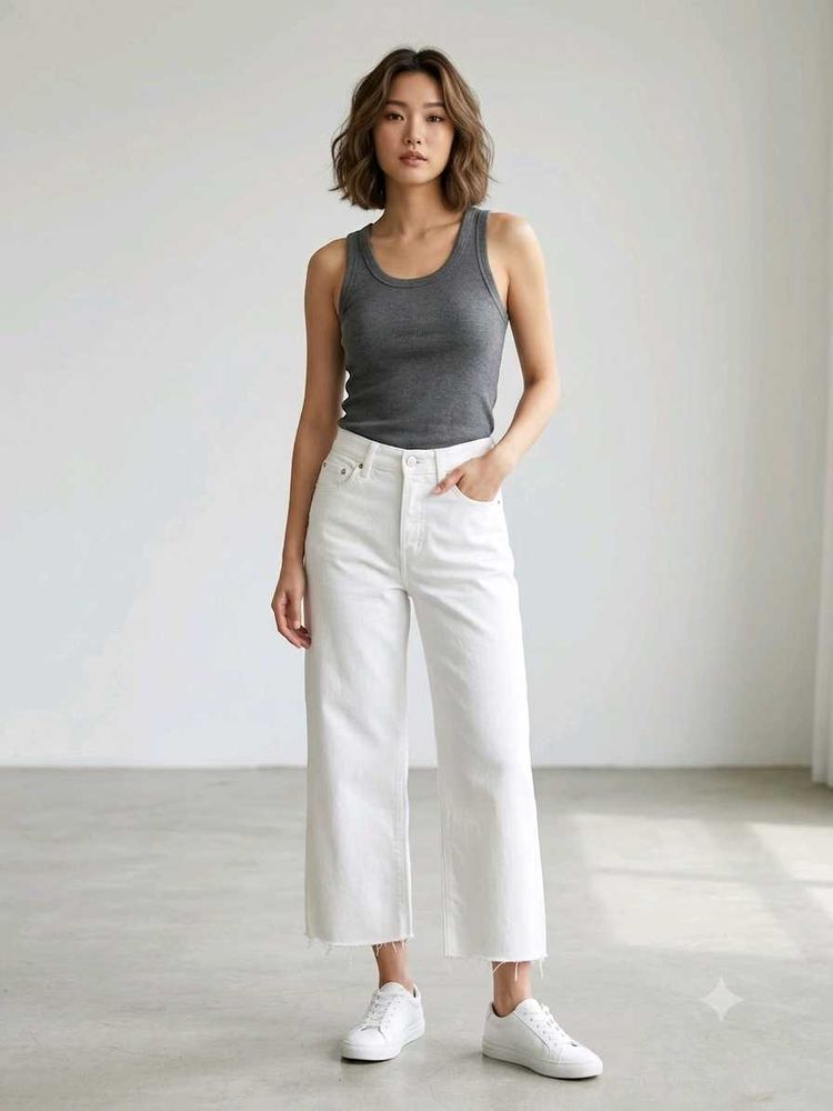 Authentic Ralph Lauren White Wide-Leg Raw