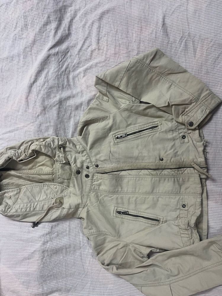 bershka Stylish Beige Utility Jacket
