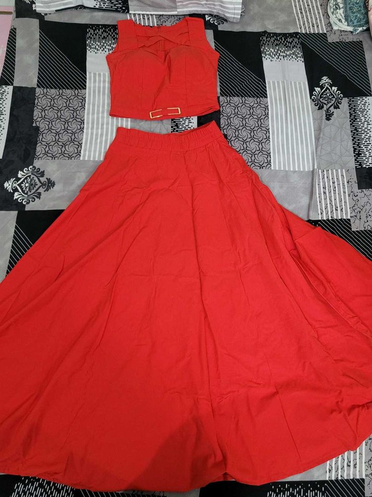 Red skirt top
