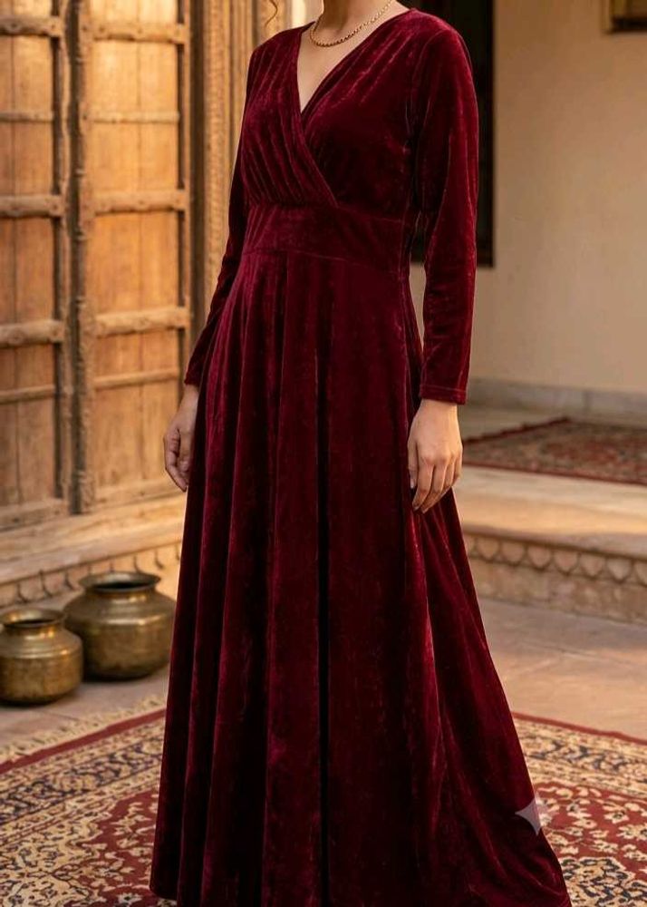 Stunning Wine Red Velvet Maxidress |