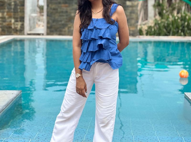 Blue Ruffled Top