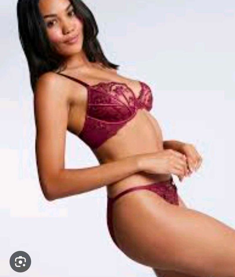 Burgundy Lace Bra and Panty Set