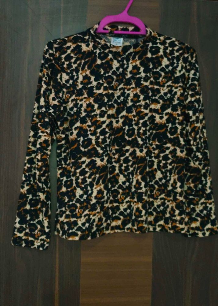 leopard Print Long Sleeve Top