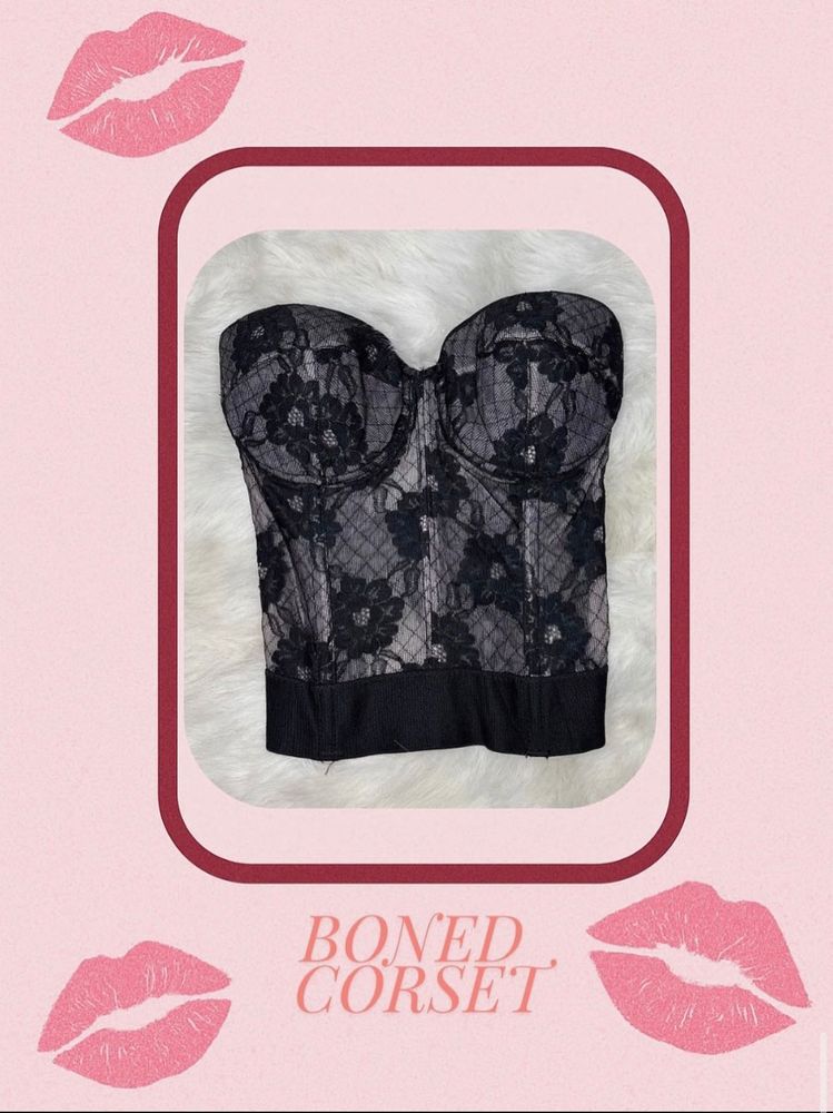 Floral Lace Boned Corset Top