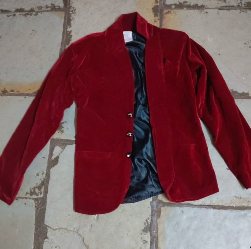 Red Velvet Blazer Jacket
