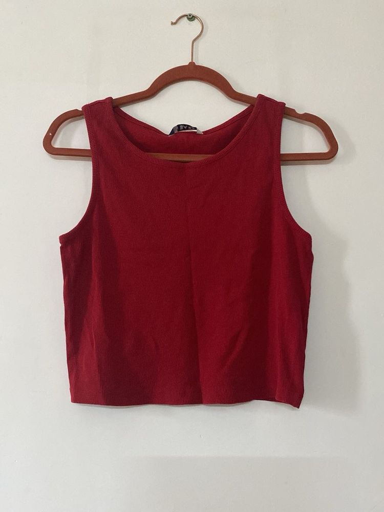 Red Sleeveless Crop Top