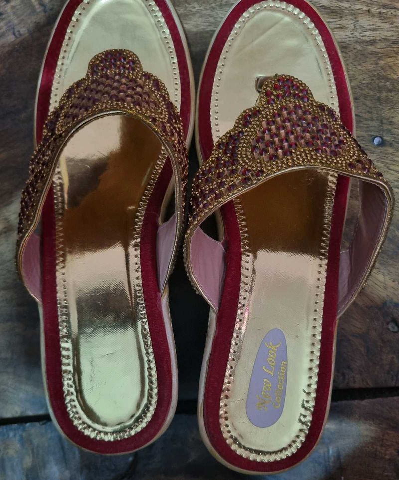 Gold &amp; Red Ethnic Wedges
