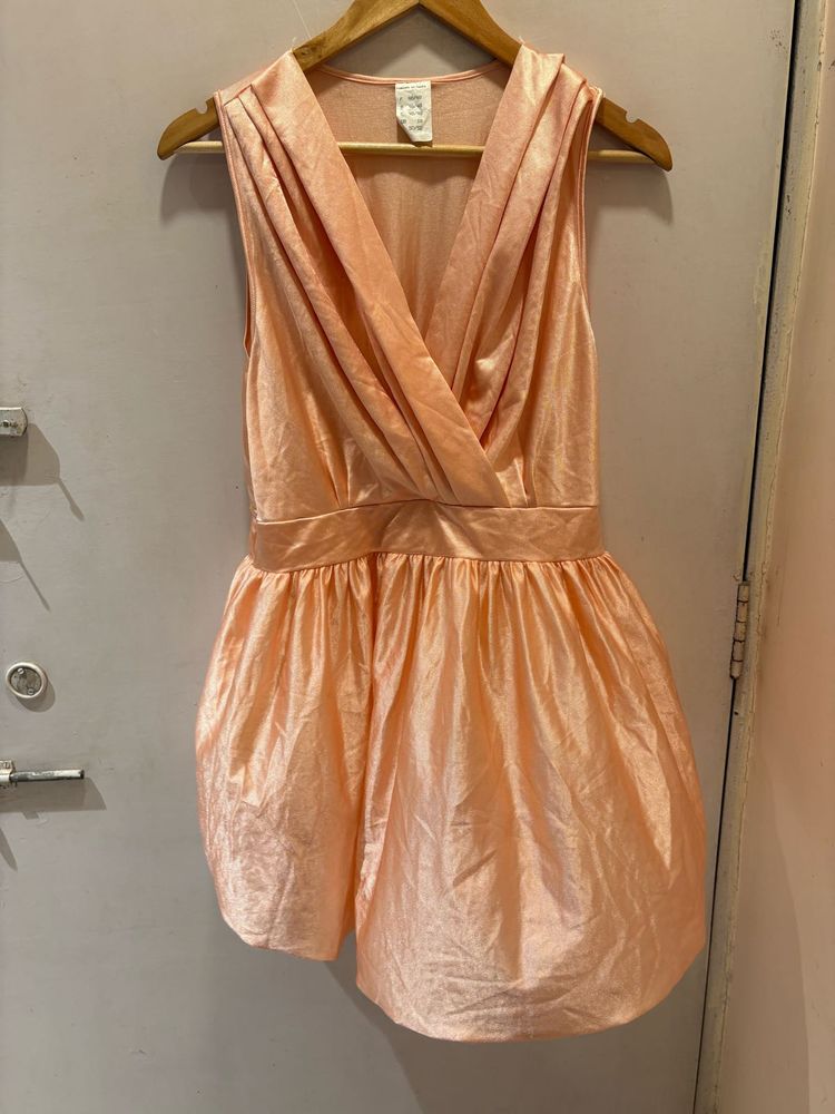 Chic Peach Wrap Dress