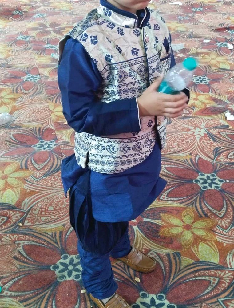 Partywear Kids Kurta With Waistcoat