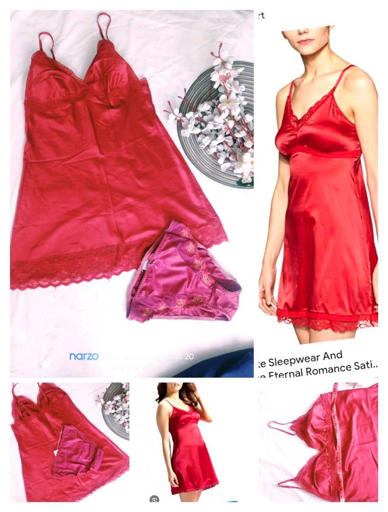 Red Satin Nighty Set