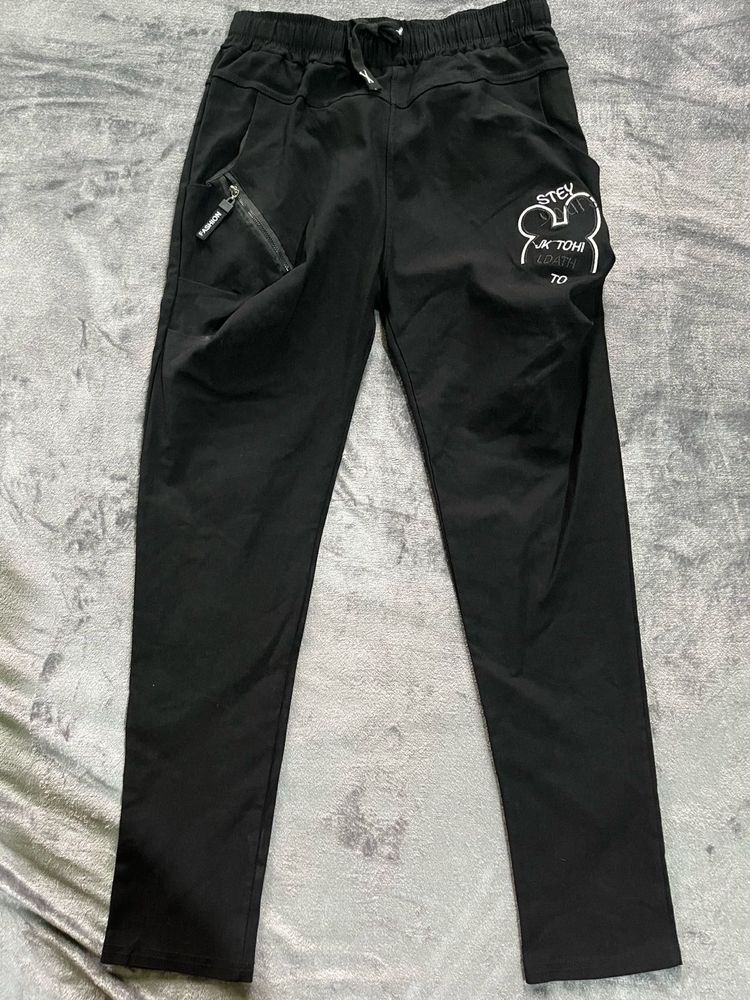 Black Graphic Print Pants