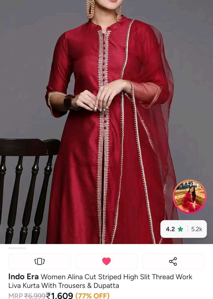 Elegant Red Kurta Set with Dupatta