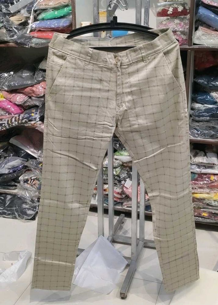 Checked Beige Pants