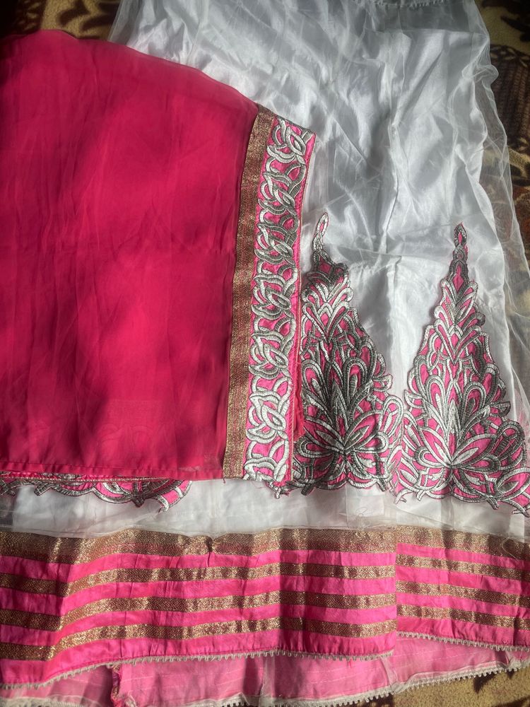 Beautiful Baby Pink &amp; White Lehenga Choli