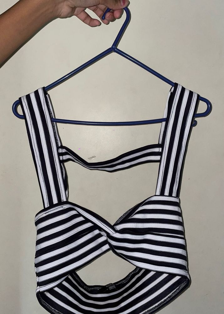 Striped Twist Front bikini top