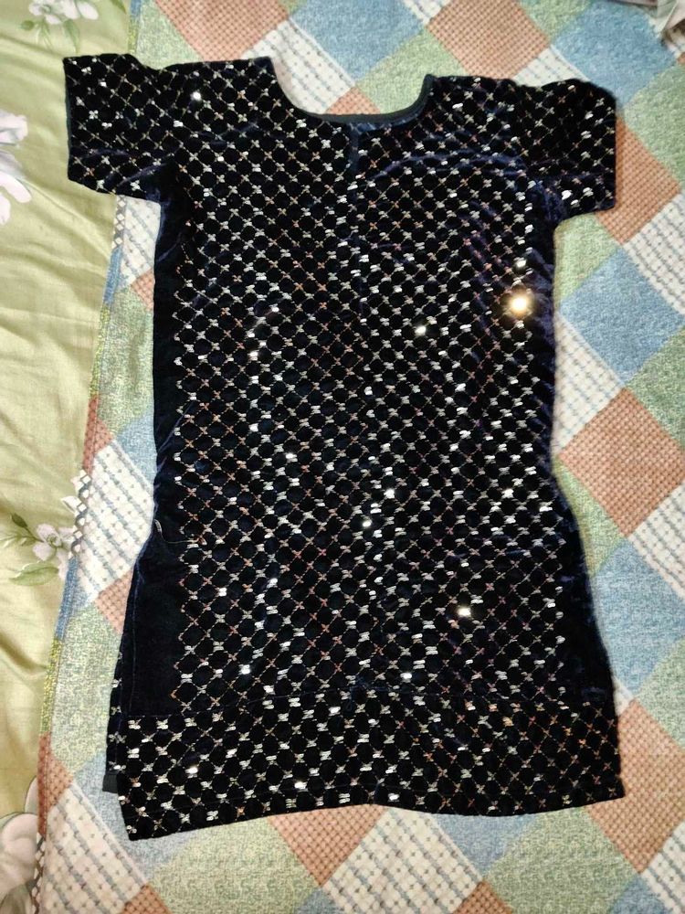 Sparkling Navy Velvet Kurta