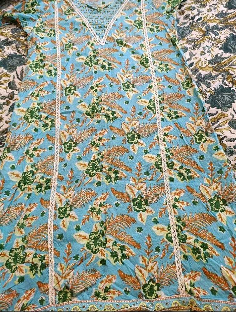 Blue Floral Kurta set