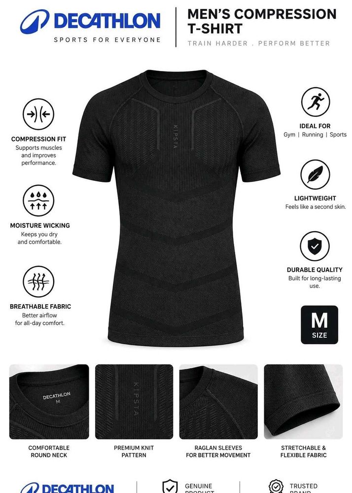 🇺🇸Men's Black Athletic T-Shirt (M) size