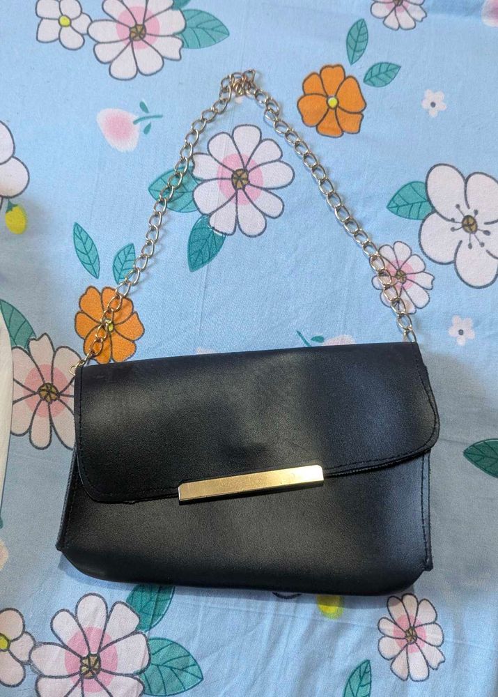 Chic Black Clutch with Gold Accent