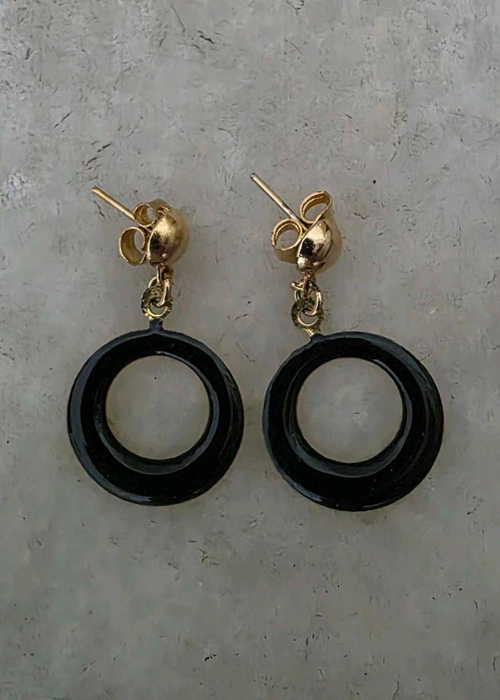 Chic Black Hoop Dangle Earrings